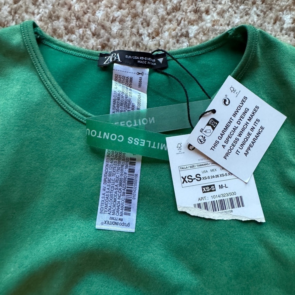 NWT Zara Limitless Contour Dress Sleeveless Washed Effect Green Women's XS - Picture 3 of 3